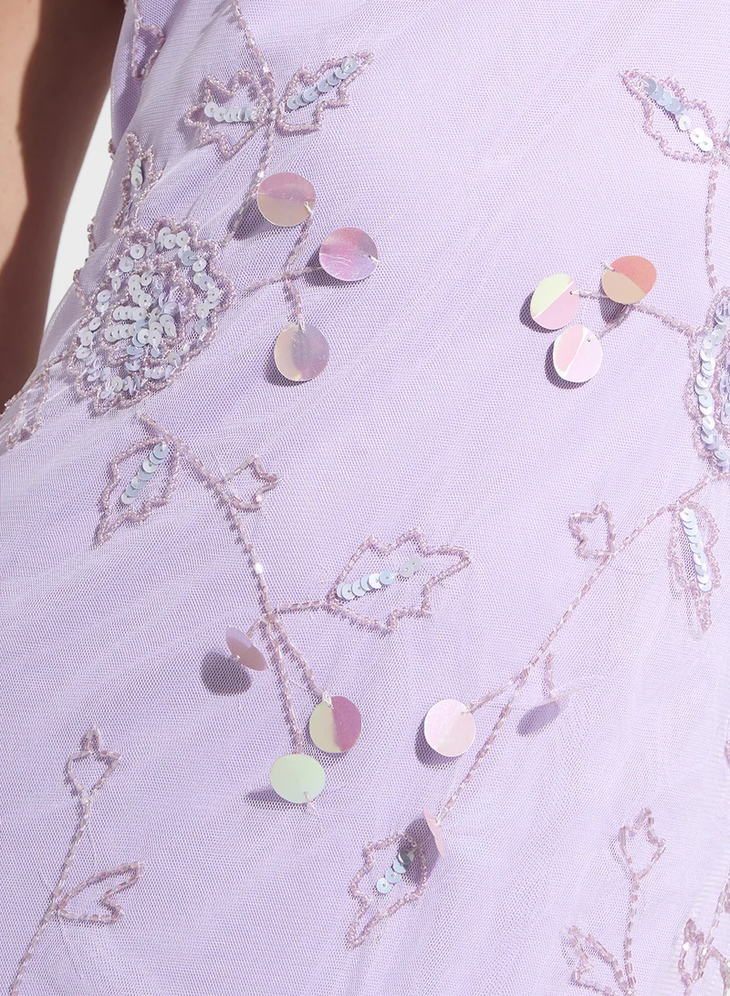 Namshi x Embellished Tulle Gown Dress