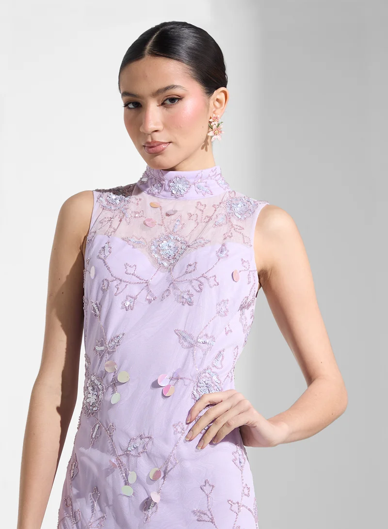 Namshi x Embellished Tulle Gown Dress