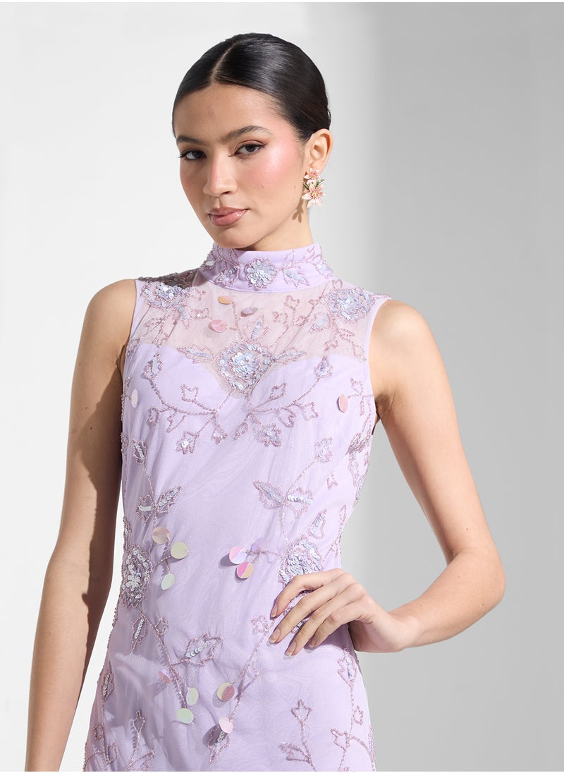 Namshi x Beaded Dress With Sweetheart Neckline  - Image 3