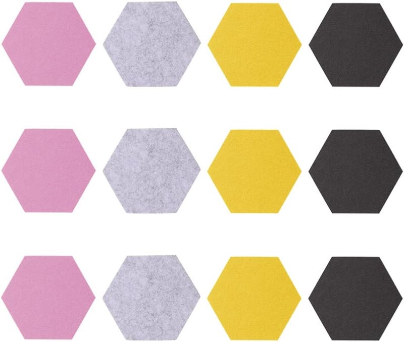 كلاراكو لوحة كلاركو سداسية الشكل من اللباد، 12 قطعة، لوحة تذكير مزخرفة، لوحات جدارية ملونة، بلاط جدران من اللباد، لوحة دبابيس ذاتية الدفع، لوحة مذكرات من اللباد، لوحة دبابيس للصور، بلاط سيراميك، عناصر عرض ثلاثية الأبعاد - Image 1