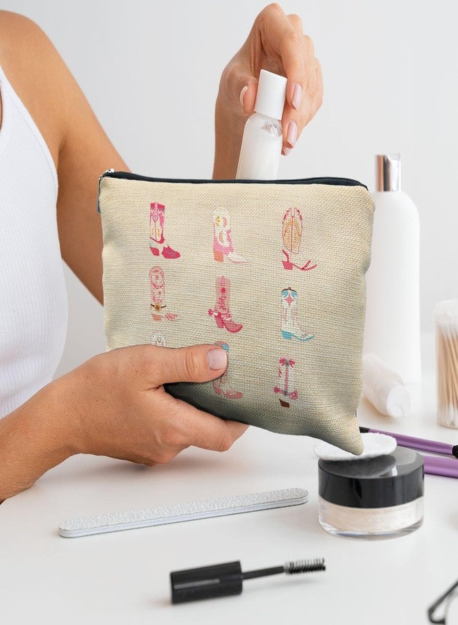 RYYCDOI cowgirl western makeup bag, cowgirl gifts for women, western gifts for women, western gifts for teen girls, pink preppy cowgirl boots cosmetic bag makeup pouch - Image 4