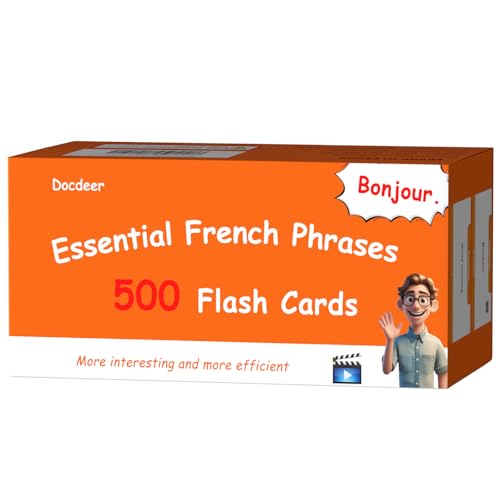 Docdeer 500 French Phrases Flash Cards Flashcards for Adults Beginners Learn French Phrases for Beginners - Image 1