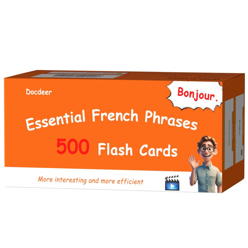 Docdeer 500 French Phrases Flash Cards Flashcards for Adults Beginners Learn French Phrases for Beginners - Image 3