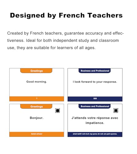 Docdeer 500 French Phrases Flash Cards Flashcards for Adults Beginners Learn French Phrases for Beginners - Image 5