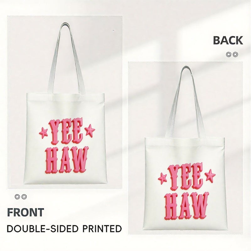حقيبة قماشية Yeehaw Star بطابع نجمي، مقاس 13.8 × 15.75 بوصة، طباعة مزدوجة الوجهين، حقيبة يد للاستخدام اليومي - Image 2