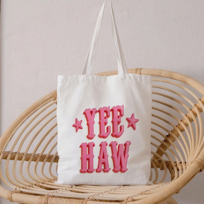 حقيبة قماشية Yeehaw Star بطابع نجمي، مقاس 13.8 × 15.75 بوصة، طباعة مزدوجة الوجهين، حقيبة يد للاستخدام اليومي - Image 4