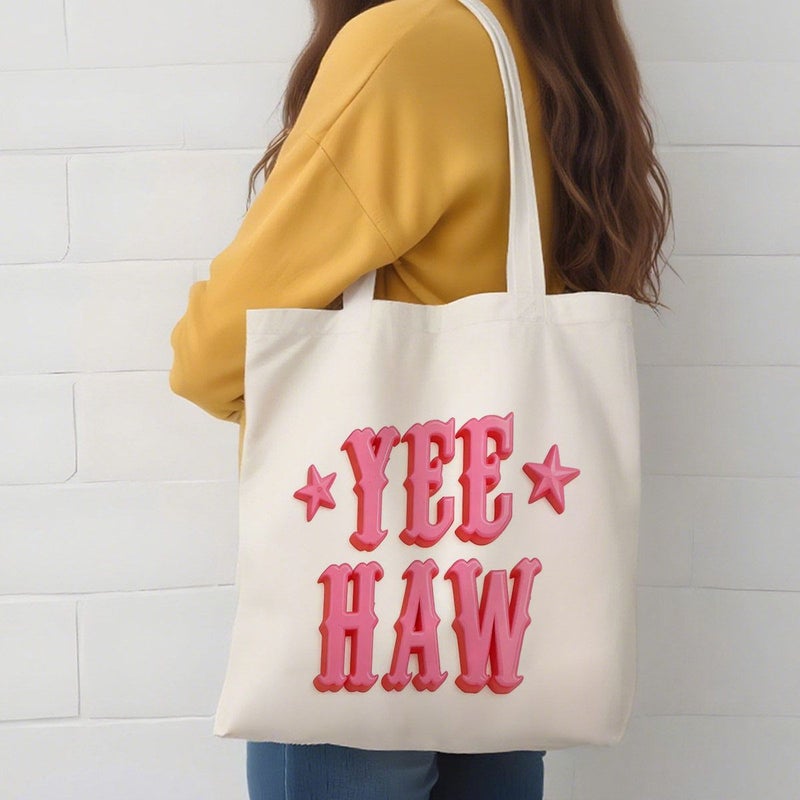 حقيبة قماشية Yeehaw Star بطابع نجمي، مقاس 13.8 × 15.75 بوصة، طباعة مزدوجة الوجهين، حقيبة يد للاستخدام اليومي - Image 5