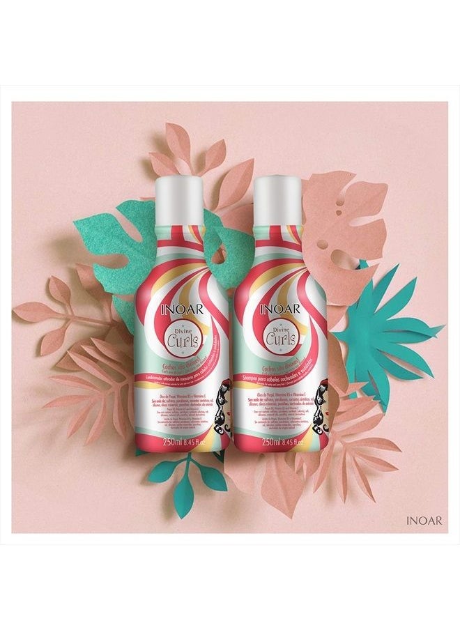 Inoar - INOAR PROFESSIONAL - Divine Curls Shampoo & Conditioner - The Perfect Combination to Clean & Smooth Each Strand Without Weighing Down Your Hair For Beautiful & Bouncy Curls (8.45 Ounce/250 Milliliter) - Image 1