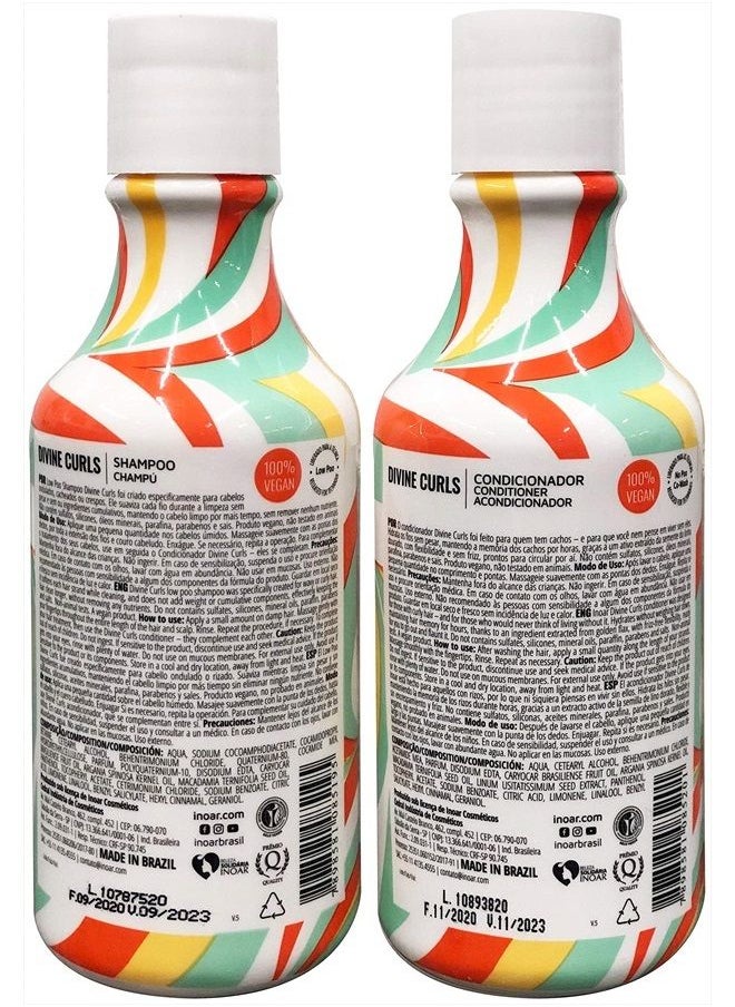Inoar - INOAR PROFESSIONAL - Divine Curls Shampoo & Conditioner - The Perfect Combination to Clean & Smooth Each Strand Without Weighing Down Your Hair For Beautiful & Bouncy Curls (8.45 Ounce/250 Milliliter) - Image 1