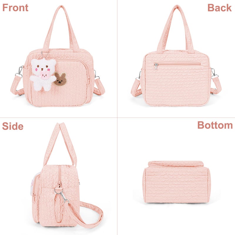 Lushandy Baby Diaper Bag Tote, Mom Bag Crossbody Diaper Bags Baby Travel Bags for Girl PaÃ±aleras Para Bebe (Pink, Small) - Image 2