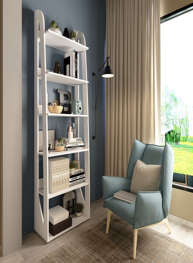 Pilati Book Shelve Decor Furniture for Home Office, Living Room.99.5x31.5x19 White color - Image 1