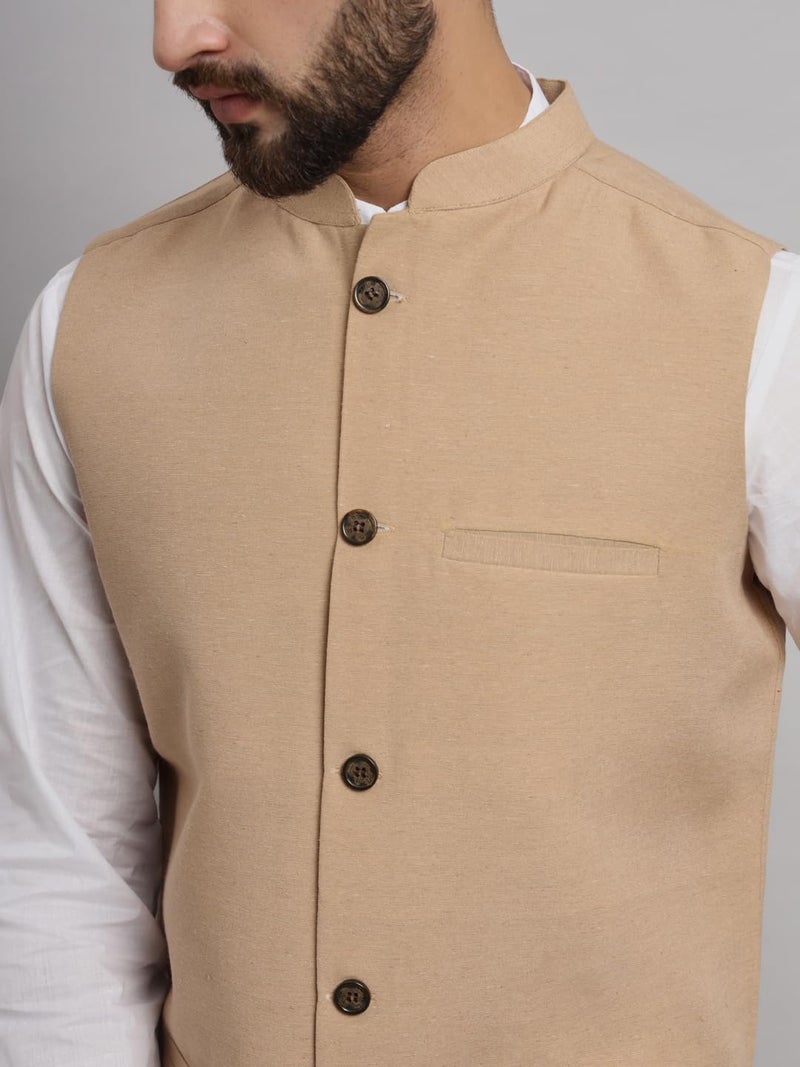 LATEST CHIKAN Men's Traditional Cotton Solid Nehru Jacket/Waistcoat -SADRI-DB-BG-36 - Image 5