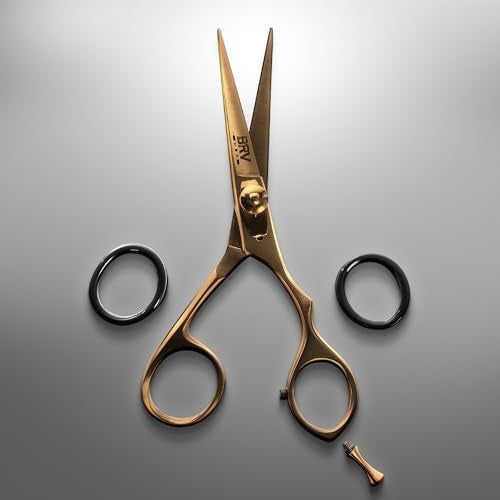 BRV MEN Facial Hair Scissors for Men | Titanium Series | Mustache & Beard Trimming Scissors | 5.5 inches l Sharp & Precise Grooming | Razor Edge Barber Scissor (RIGHT HANDED - titanium bronze) - Image 5