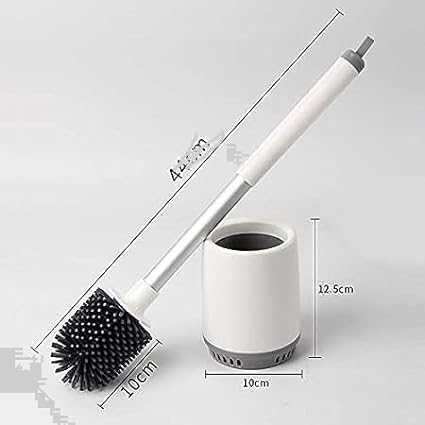 IMUU Toilet Brush and Holder Modern Design, Silicone Toilet Brush Sets, Long Handled Toilet Cleaner Brush, Bathroom Toilet Brush Holder Set, FreeStanding or Wall Mounted for Bathroom Toilet - Image 2
