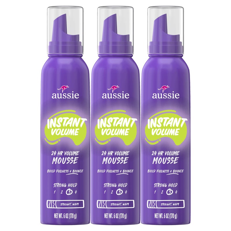 Aussie Instant Volume Mousse Triple Pack, 24-hour Volume Mousse, 6 oz - Image 1