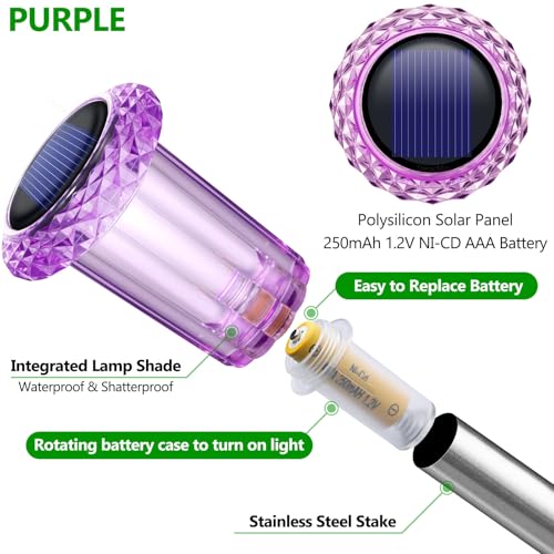 DenicMic Solar Christmas Lights Outdoor 10 Pack Purple LED Waterproof Yard Garden Patio Backyard Pathway Walkway Landscape Path Lawn Outside Christmas Decorations Outdoor - Image 2