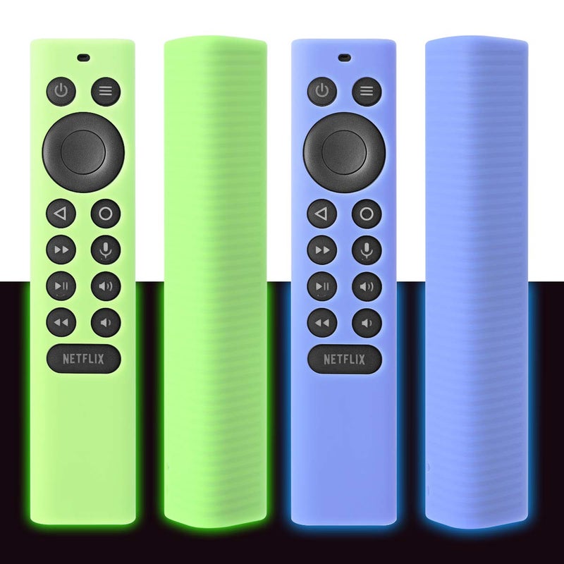 VSEER [2 Pack] Silicone Protective Cover for NVIDIA Shield TV Pro/4K HDR Remote Controller Series, Light Weight Kids-Friendly Silicone Skin Anti-Slip/Shockproof with Hand Strap (GlowBlue & Glowgreen) - Image 1
