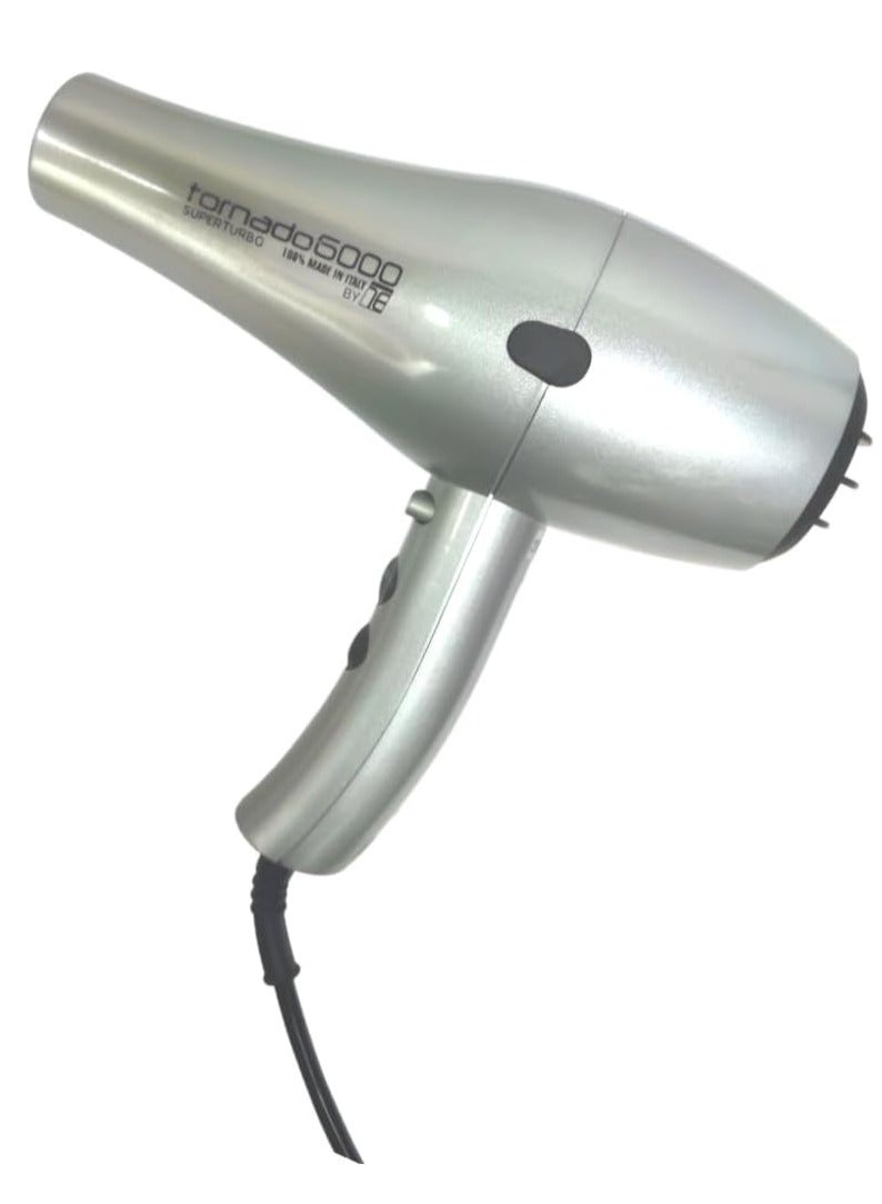 تكنو دراي  مجفف شعر تيكنو إليترا تورنادو 6000 بقوة 2500 واط – احترافي سوبر تربو، فضي وخفيف الوزن - Image 1