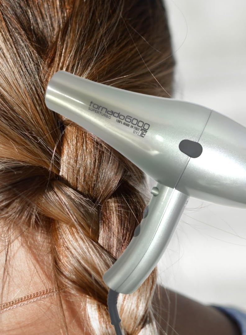 تكنو دراي  مجفف شعر تيكنو إليترا تورنادو 6000 بقوة 2500 واط – احترافي سوبر تربو، فضي وخفيف الوزن - Image 3