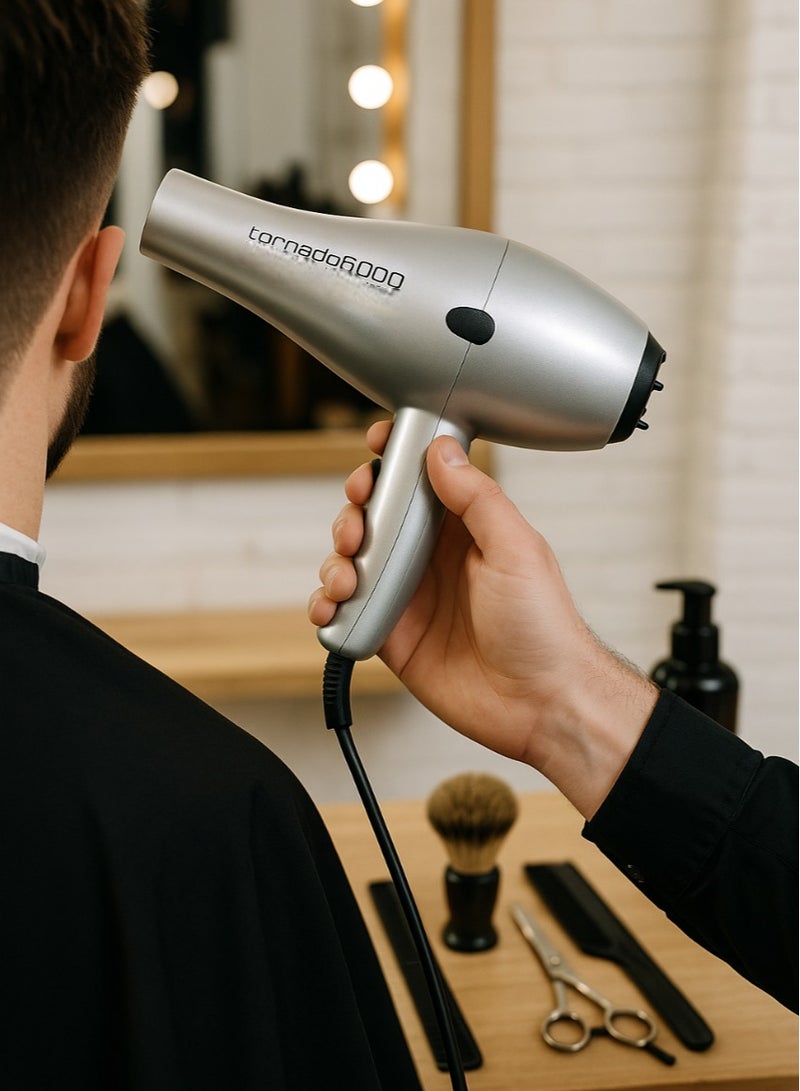 تكنو دراي  مجفف شعر تيكنو إليترا تورنادو 6000 بقوة 2500 واط – احترافي سوبر تربو، فضي وخفيف الوزن - Image 2