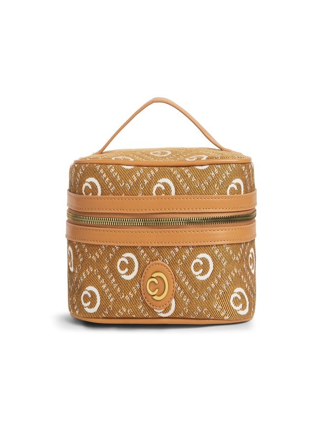 Caprese Florida Small Vanity Bag for Women | Elegant & Classic Design with Spacious Storage for Jewelry, Makeup, Necklaces, Rings & More | Perfect for Travel & Special Occasions (Tan) - Image 1