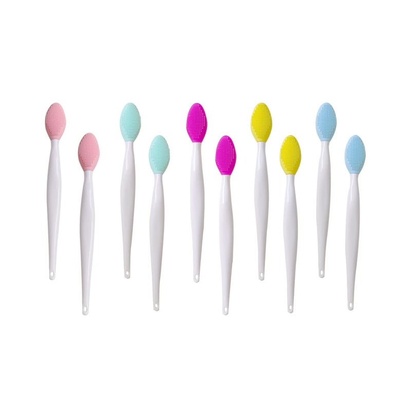 10 PCS Silicone Exfoliating Lip Brush Lip Exfoliating Brush Lip Exfoliator Brush Lip Scrub BrushDoubleSided Silicone Exfoliating LipLip Scrubber Tool for Smoother and Fuller Lip Appearance