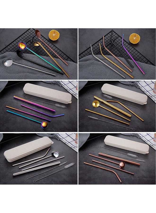 NIBEMINENT 304 Stainless Steel Eco Friendly Drinking Straw Reusable Cleaner Brush Kit Silver 25x3x6cm  - Image 3