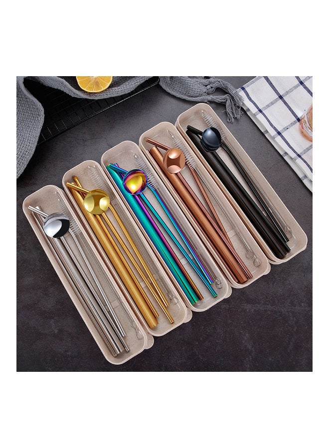 NIBEMINENT 304 Stainless Steel Eco Friendly Drinking Straw Reusable Cleaner Brush Kit Silver 25x3x6cm  - Image 5
