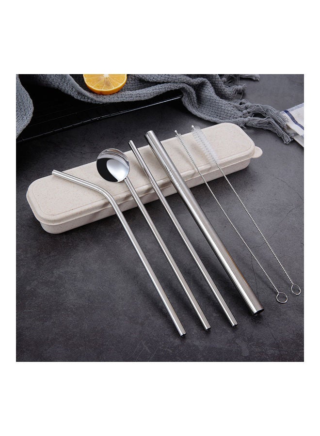 NIBEMINENT 304 Stainless Steel Eco Friendly Drinking Straw Reusable Cleaner Brush Kit Silver 25x3x6cm  - Image 2