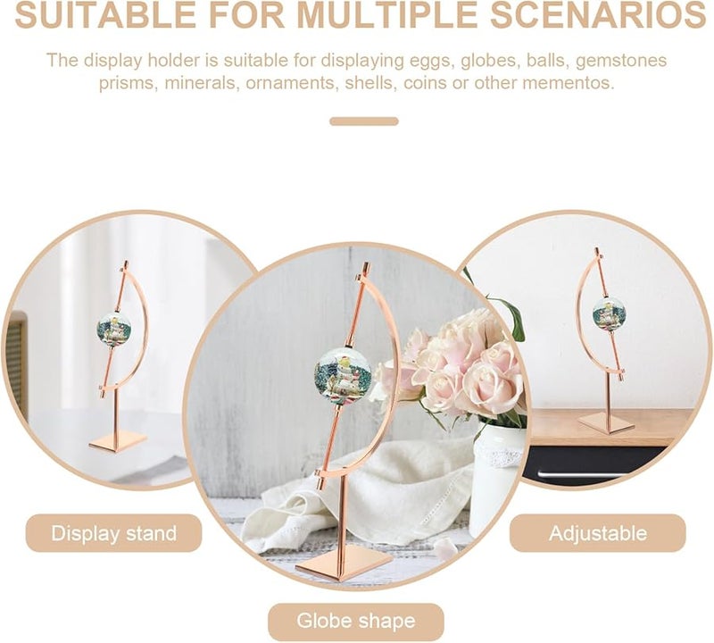 حامل كرة بلورية معدنية قابل للتعديل باللون الوردي الذهبي للكريستالات والكرات الأرضية والديكور - Image 3