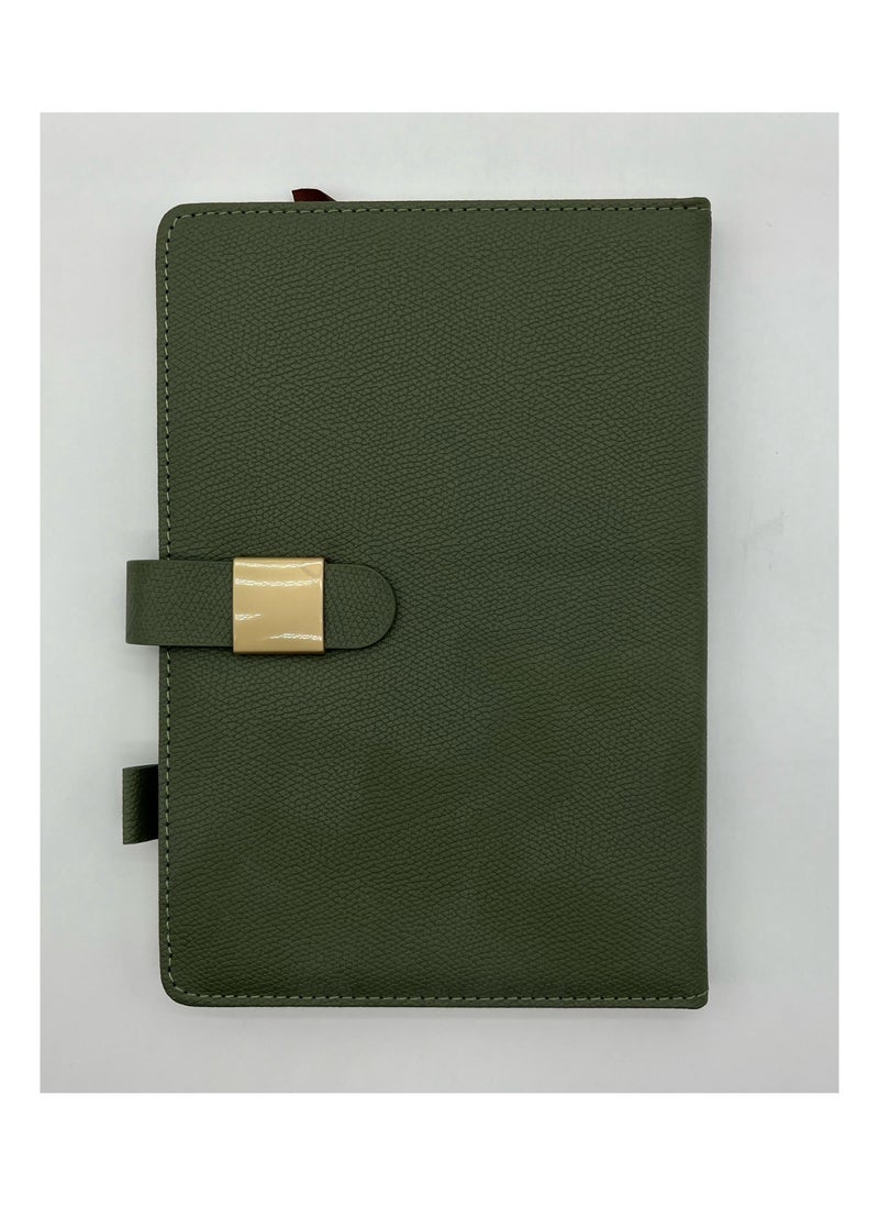 Generic 2 piece set A5 Business Writing Notebook with Imitation Leather Cover Horizontal Grid Diary Notebook 200 s Suitable for Office Family School Business Travel Writing Student Essay Writing (Green)  - Image 3