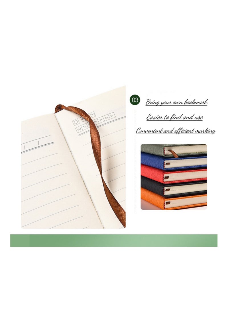 Generic 2 piece set A5 Business Writing Notebook with Imitation Leather Cover Horizontal Grid Diary Notebook 200 s Suitable for Office Family School Business Travel Writing Student Essay Writing (Green)  - Image 4