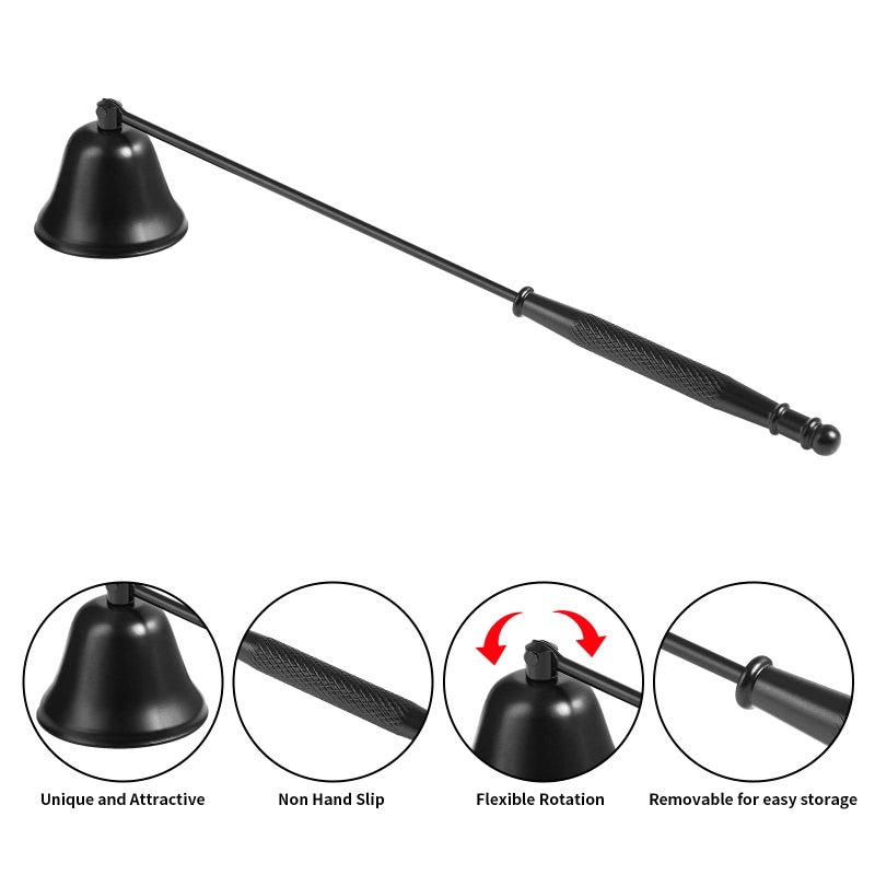 Kirecoo Candle Snuffer Extinguisher with Long Handle, Polished Stainless Steel Wick Flame Snuffer for Putting Out Wick Flame Safely, Black Candle Accessory - Image 3
