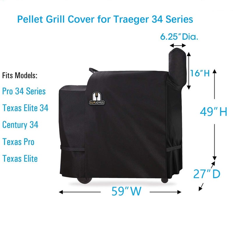 SUPJOYES Grill Cover for Traeger 34 & 780 Series, Heavy Duty Waterproof Wood Pellet BBQ Accessories for Traeger Pro 34 Smoker Grill - Image 2