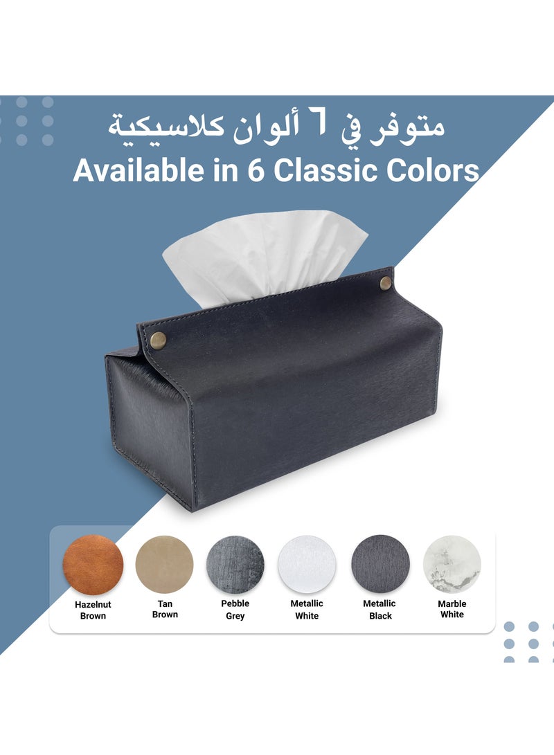 LeArt Leather Tissue Box Holder – Tissue Box Holder for Home Decorations for Living Room, Bedroom and Office | Tissue Box Cover | Car Tissue Holder | Tissue Box Cover for Car (Metallic Black) - Image 5