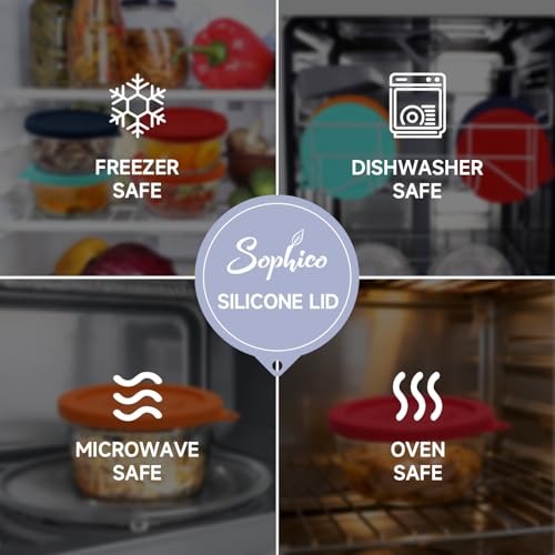 Sophico 4 Cup Round Silicone Storage Cover Lids Replacement for Anchor Hocking and Pyrex 7201-PC Glass Bowls (Container not Included) (Navy Blue-2 Pack) - Image 5