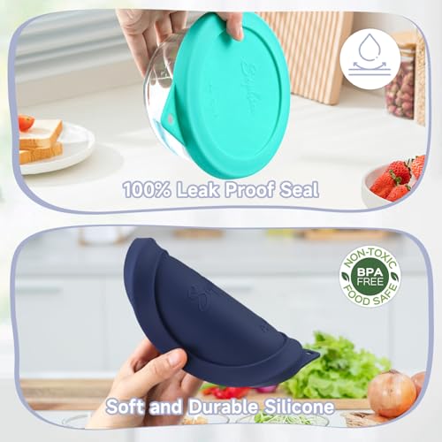 Sophico 4 Cup Round Silicone Storage Cover Lids Replacement for Anchor Hocking and Pyrex 7201-PC Glass Bowls (Container not Included) (Navy Blue-2 Pack) - Image 4