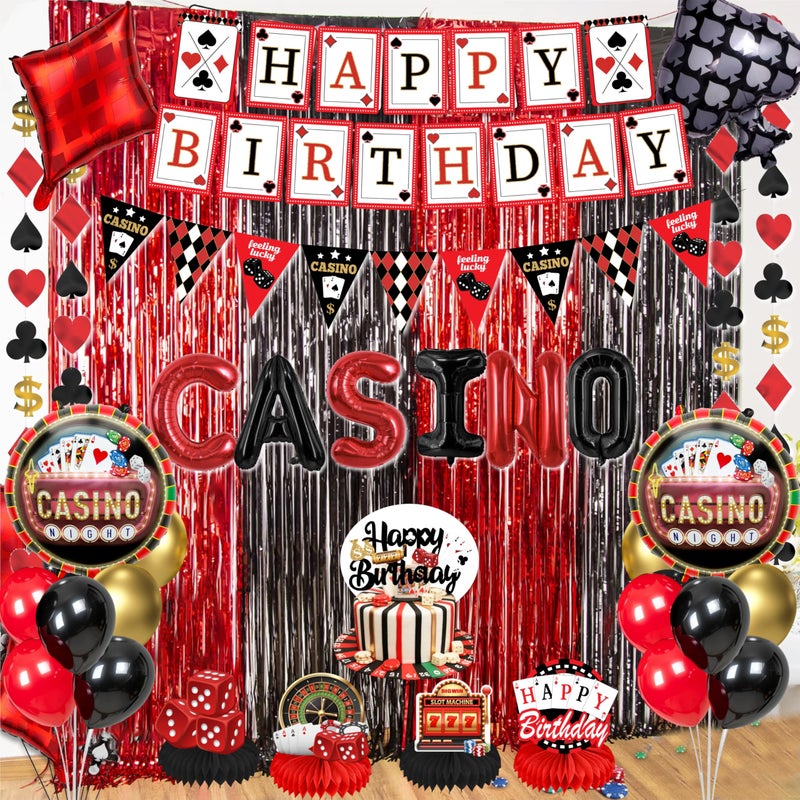jenlion Casino Theme Party Decorations, casino party decorations, Las Vegas birthday Decorations, Casino String Decorations, Casino birthday Honeycomb Centerpieces, casino night decorations for men - Image 1