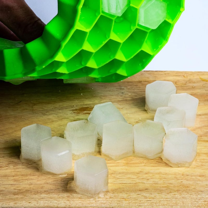 Kmils Ice Tray for Freezer Silicon ice Cube Tray Fridge Ice Tray with Lid Flexible Silicon Ice Tray Honeycomb Shape 37 Cavities Ice Tray Multicolor Pack of 2 - Image 2