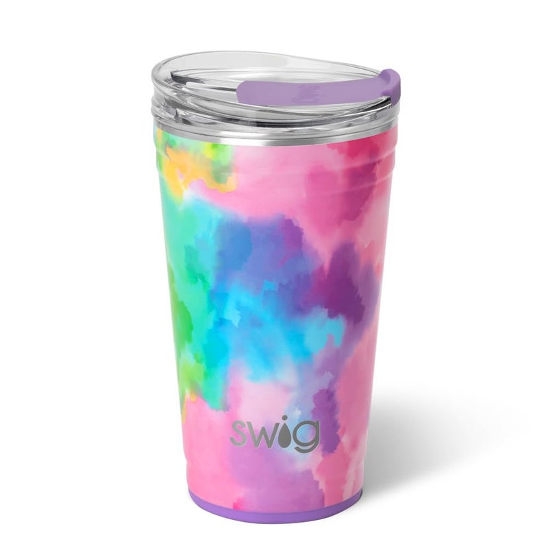 Swig Life Swig Life 24oz Party Cup  Stackable Insulated Travel Coffee Tumbler with EZ Slider Lid  Cup Holder Friendly Travel Thermos  Stainless Steel 24 oz Tumbler  Reusable Coffee Mug (Cloud Nine)  - Image 1