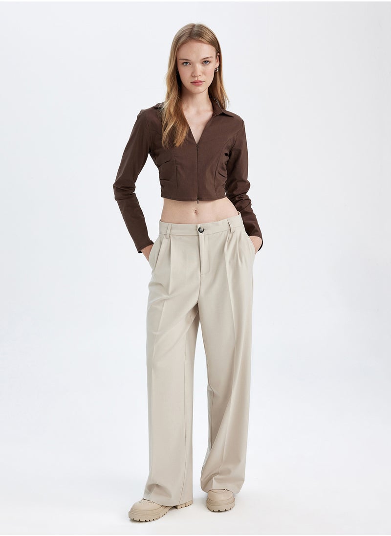DeFacto Wide Leg High Waist Welt Pocket Plain Classic Pants  - Image 4