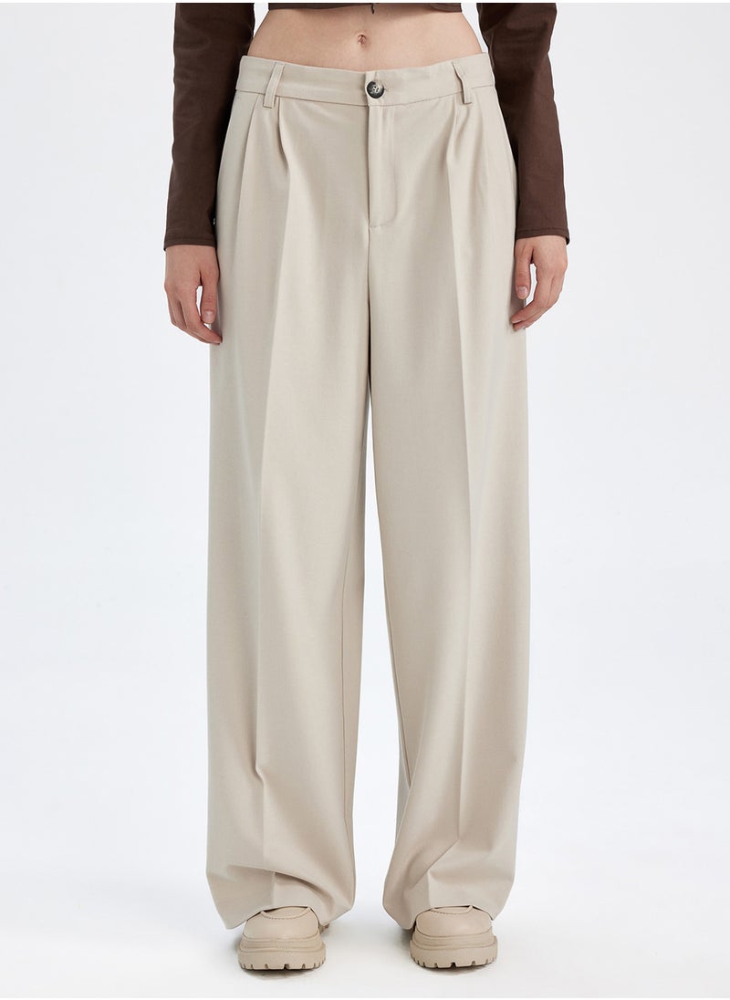 DeFacto Wide Leg High Waist Welt Pocket Plain Classic Pants  - Image 1