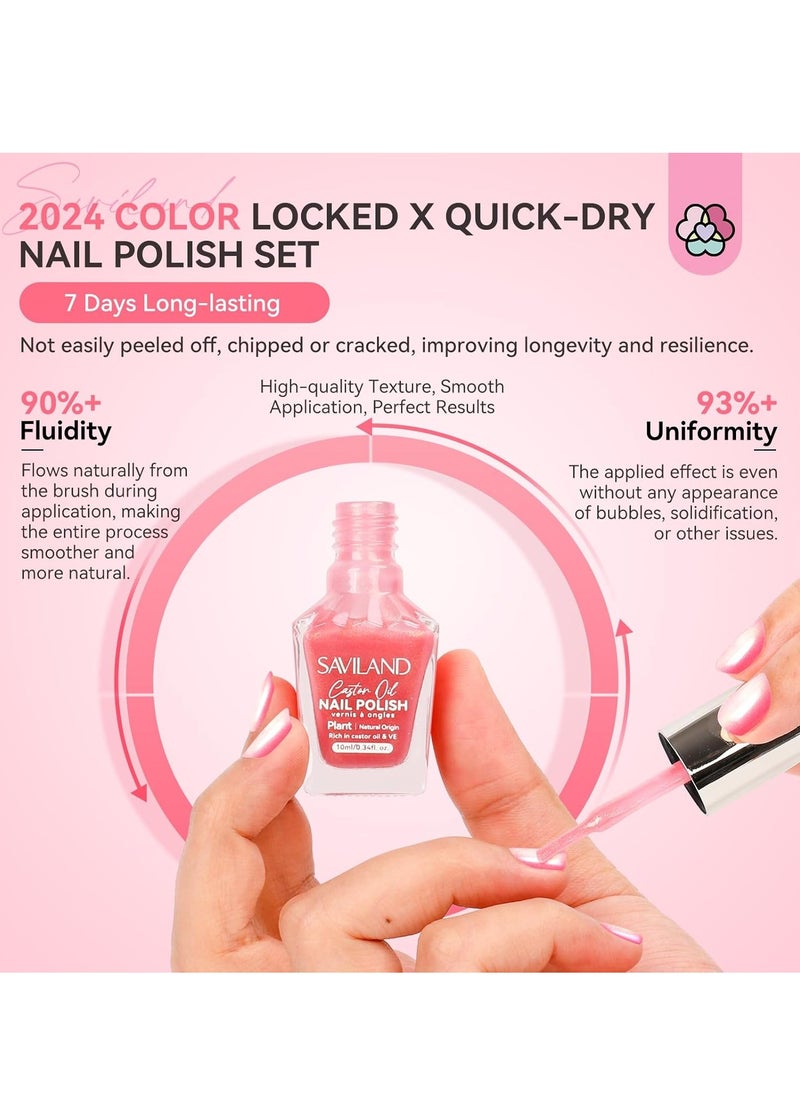 Saviland SAVILAND 6pcs Ombre Nail Polish Sets: Charm Pink Blue Gold Purple Ombre Summer Fingernail Polish Colors Air Quick Dry Nail Polish Plant-base Castor Oil Natural Nail Polis Kit Women Home Manicure DIY  - Image 3