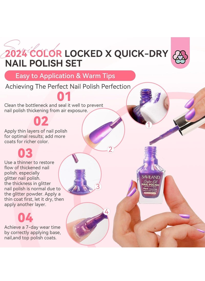 Saviland SAVILAND 6pcs Ombre Nail Polish Sets: Charm Pink Blue Gold Purple Ombre Summer Fingernail Polish Colors Air Quick Dry Nail Polish Plant-base Castor Oil Natural Nail Polis Kit Women Home Manicure DIY  - Image 4