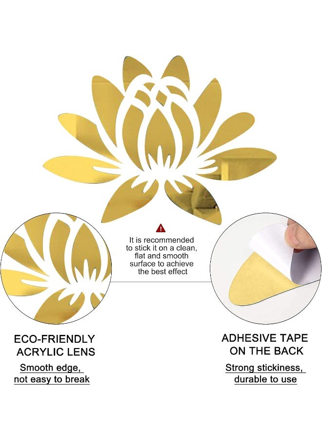 TPGP 3D Acrylic Mirror Lotus Flower Wall Sticker Wall Art Decals  - Image 3