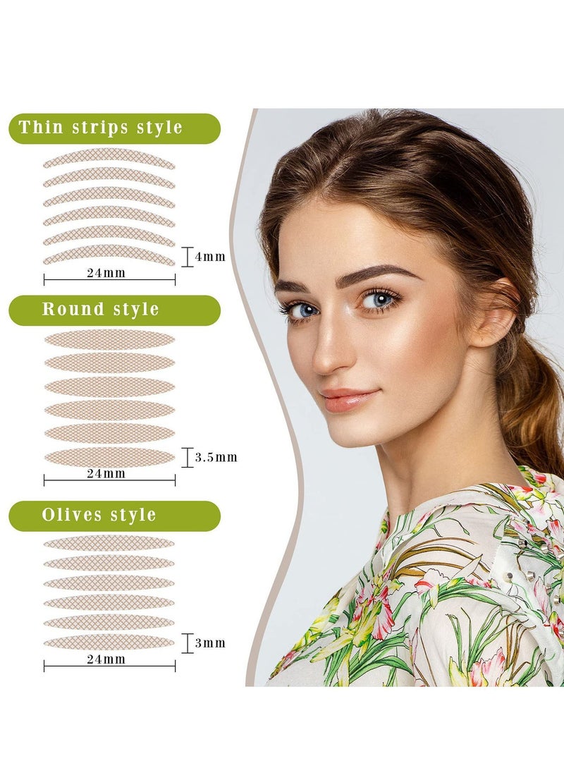 Jaysuing - Eyelid Lift Strips, 480 Lace Double Patches with Forked Bar and Tweezers Mesh Natural Invisible Non-marking Self-adhesive for Heavy Continuous Droopy Single (Skin Tone) - Image 1