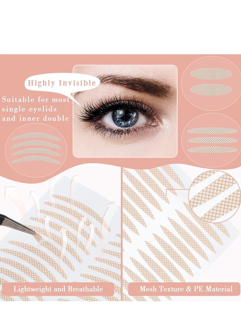 Jaysuing - Eyelid Lift Strips, 480 Lace Double Patches with Forked Bar and Tweezers Mesh Natural Invisible Non-marking Self-adhesive for Heavy Continuous Droopy Single (Skin Tone) - Image 1