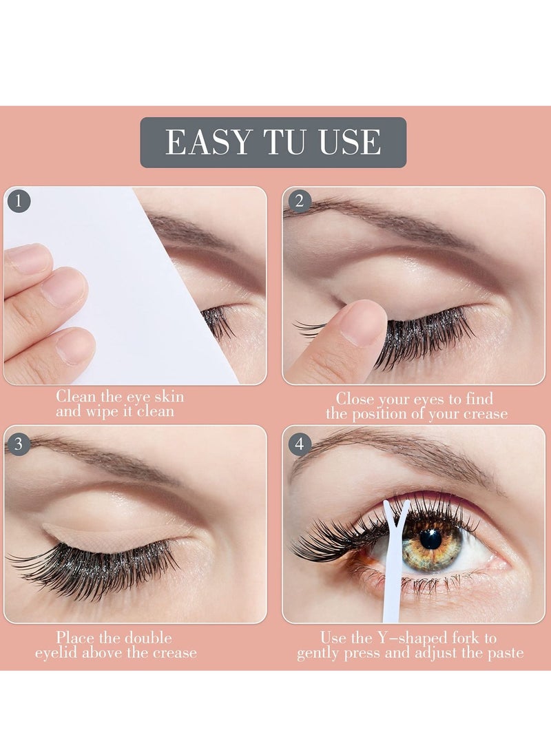 Jaysuing - Eyelid Lift Strips, 480 Lace Double Patches with Forked Bar and Tweezers Mesh Natural Invisible Non-marking Self-adhesive for Heavy Continuous Droopy Single (Skin Tone) - Image 1
