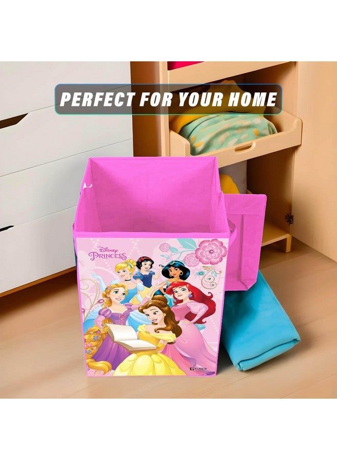 Kuber Industries Disney Princess Print Laundry Basket|Foldable Clothes Hamper|Storage Basket For Toys,Books With Handle & Lid,60 Ltr.(Pink) - Image 4