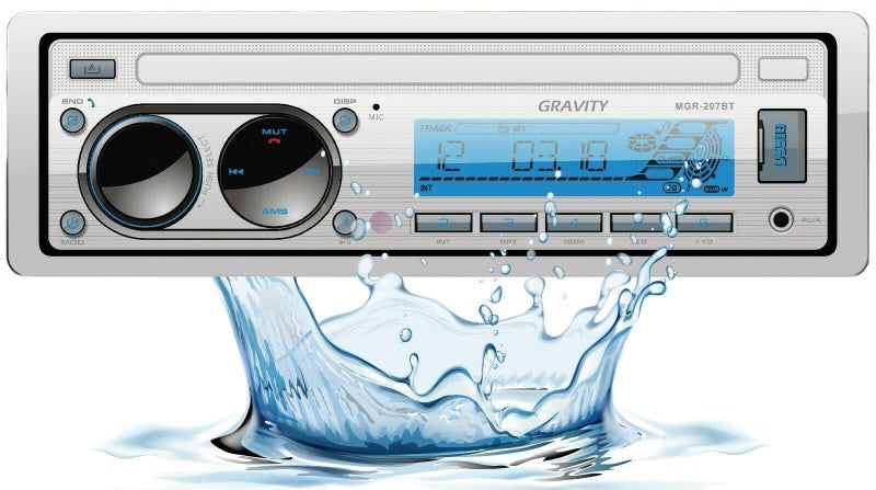 Gravity MGR207BT 200W A2DP True Marine Stereo AM FM Radio Media Player Receiver with Bluetooth for Boat ATV RV Car Motorcycle